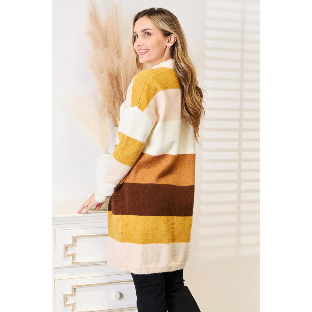Color Block Dropped Shoulder Cardigan - Picture 2 of 4